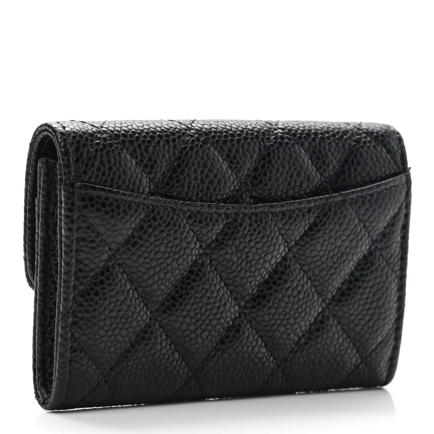 Chanel Caviar Quilted Flap Card Holder Wallet Black 3 of 9