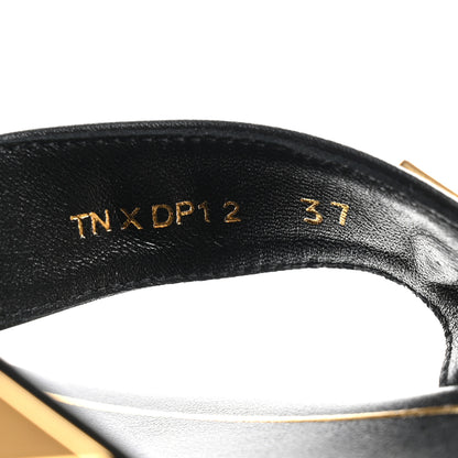 Valentino Garavani Calfskin Roman Stud Ankle Strap 40mm Flatform Sandals 37 Black 8 of 8