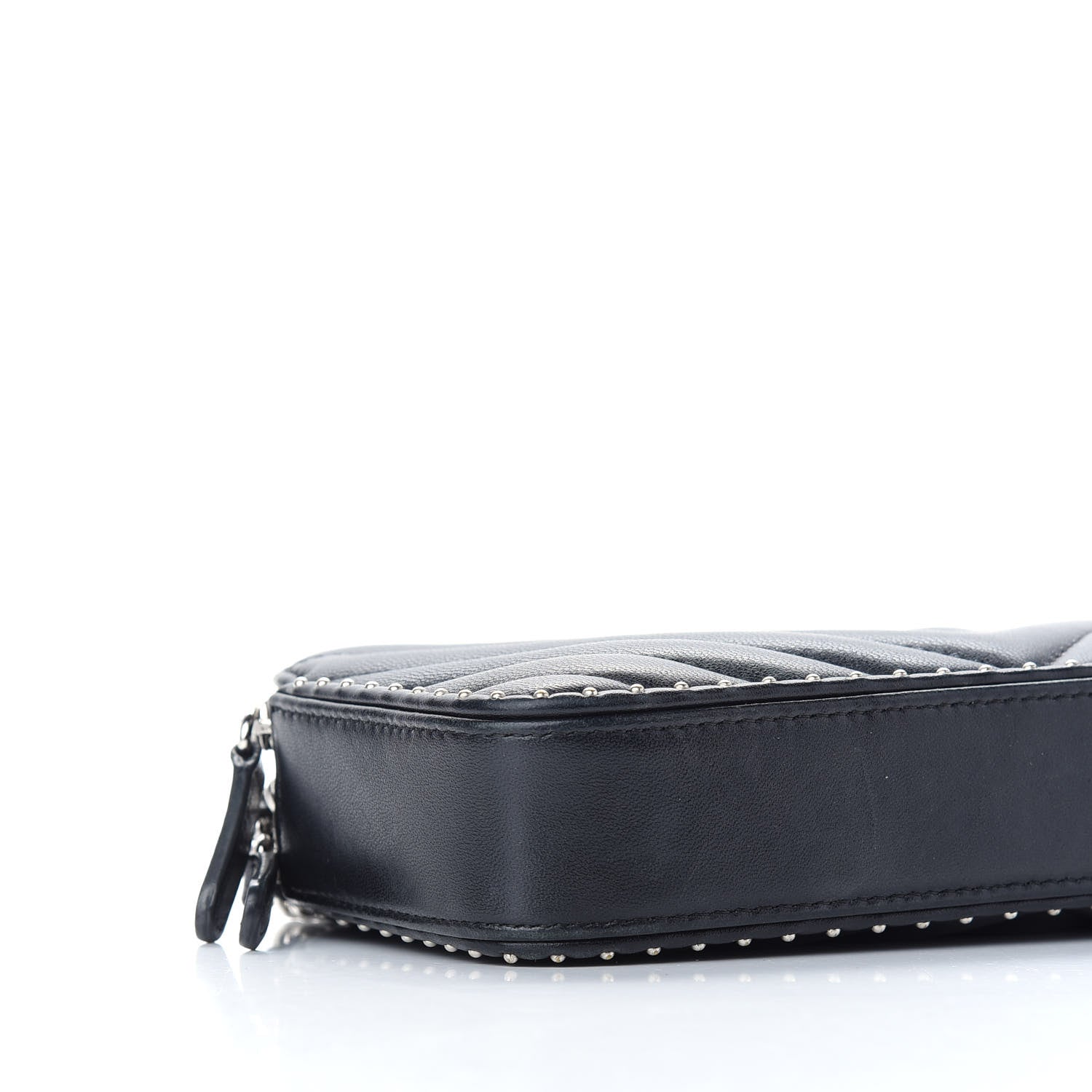 Chanel Lambskin Chevron Quilted Studded Small Clutch With Chain Black 9 of 10