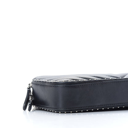 Chanel Lambskin Chevron Quilted Studded Small Clutch With Chain Black 9 of 10