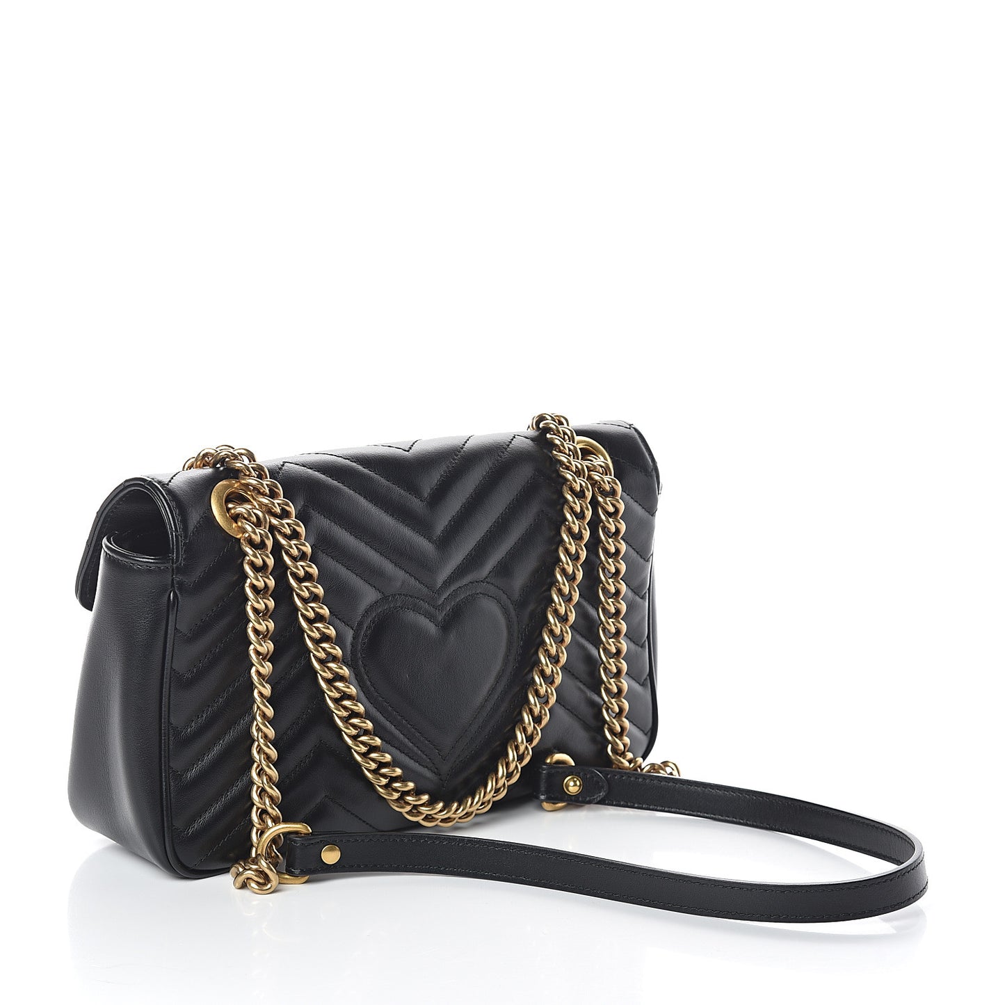 Calfskin Matelasse Small GG Marmont Shoulder Bag Black
