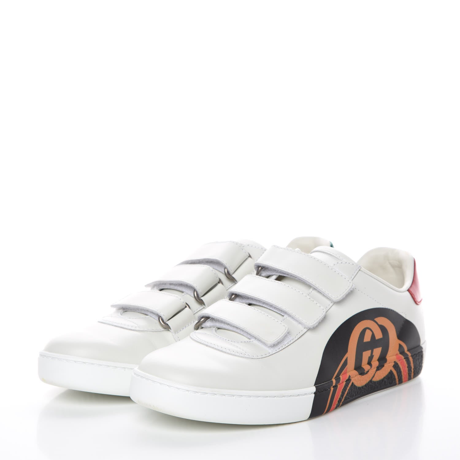 Gucci Miro Soft Calfskin Interlocking G Womens New Ace Sneakers 36.5 White Red Flame Green 3 of 10
