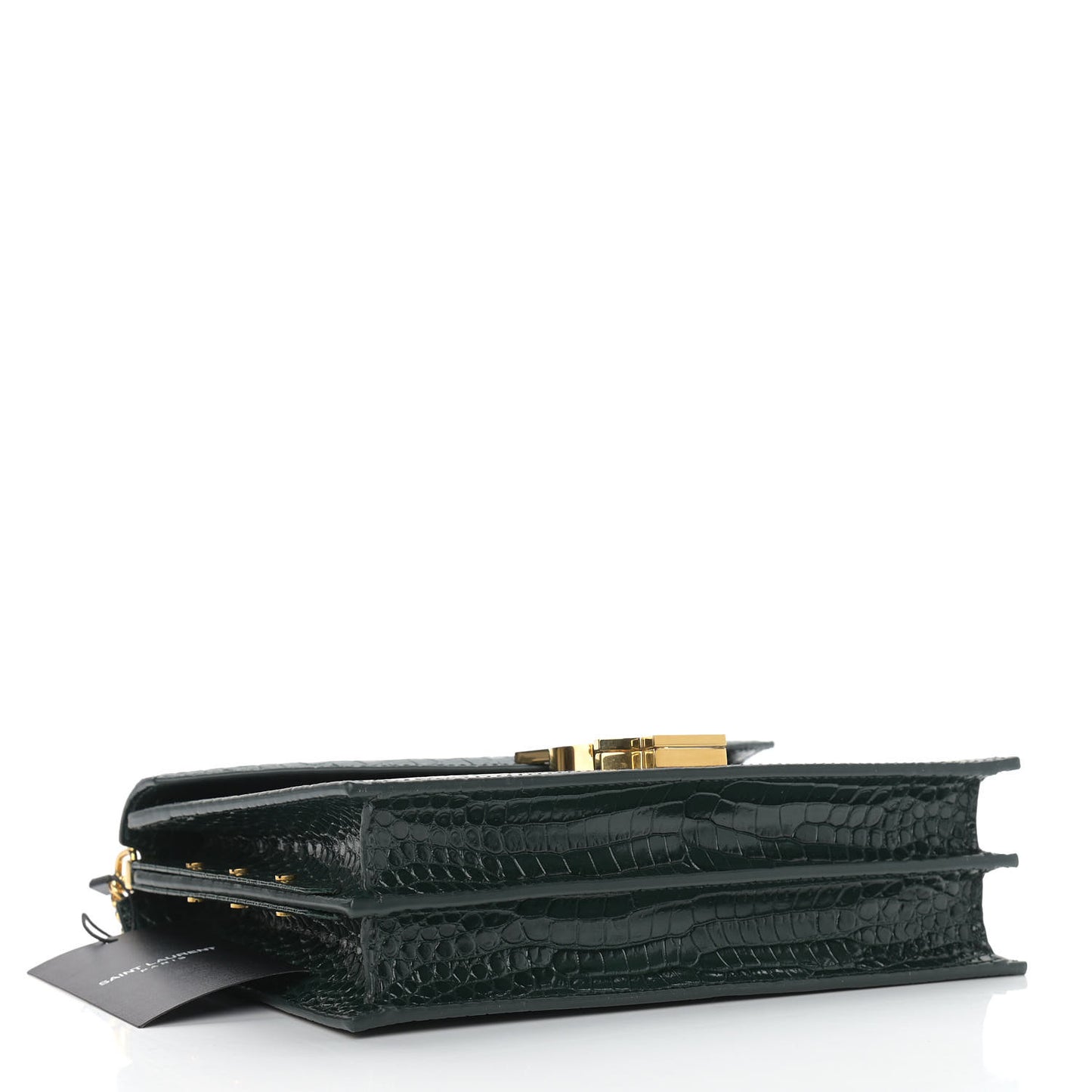 Calfskin Crocodile Embossed Monogram Cassandra Clasp Bag Dark Mint