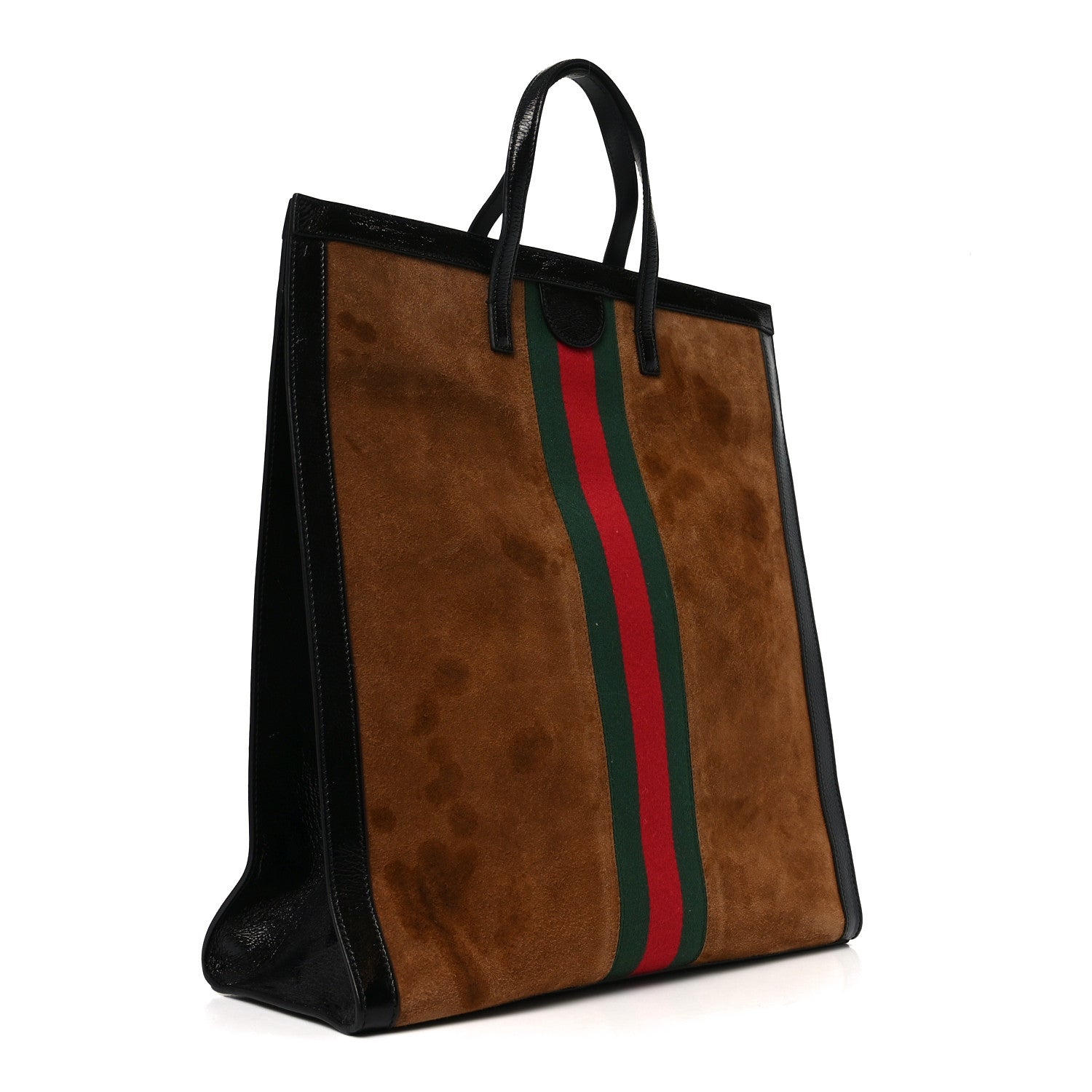 Gucci Suede Patent Web Ophidia Vertical Tote Nocciola Black 2 of 10