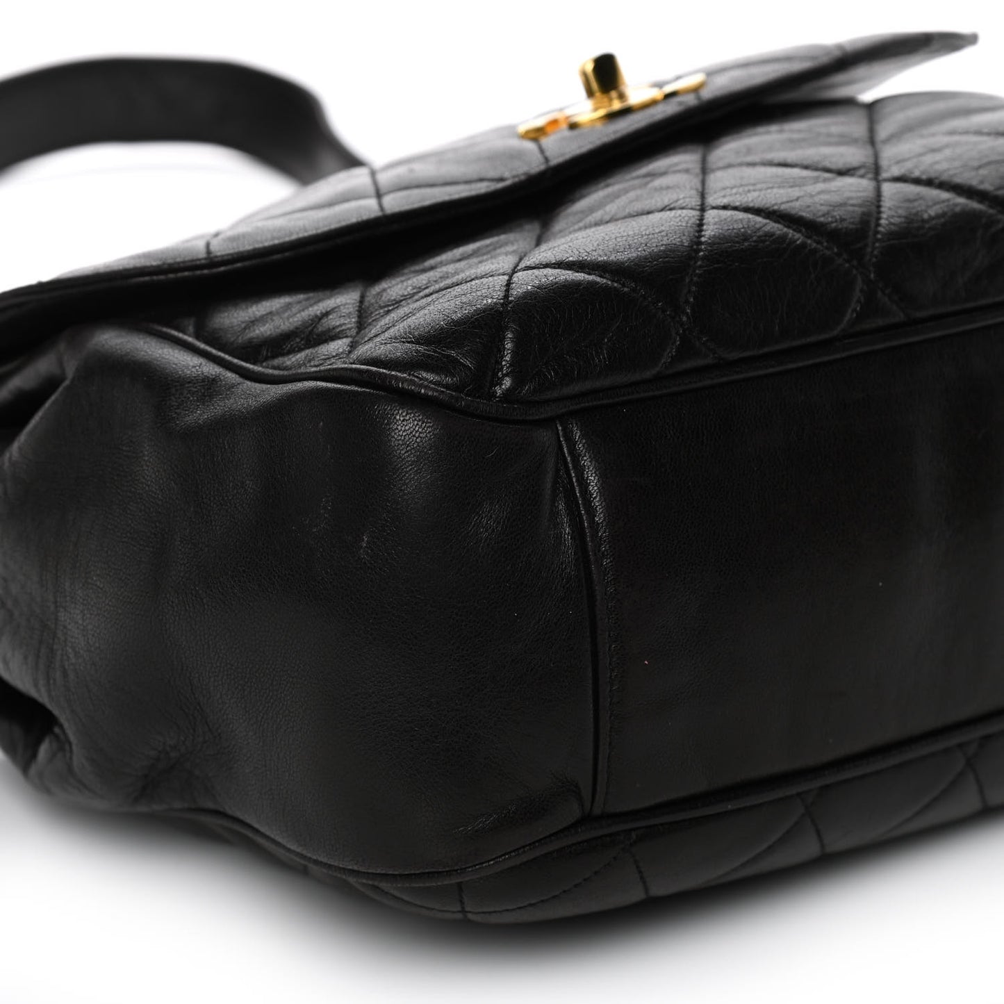 Lambskin Quilted CC Flap Shoulder Bag Black