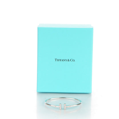 Tiffany 18K White Gold Diamond T Wire Bracelet 5 of 5