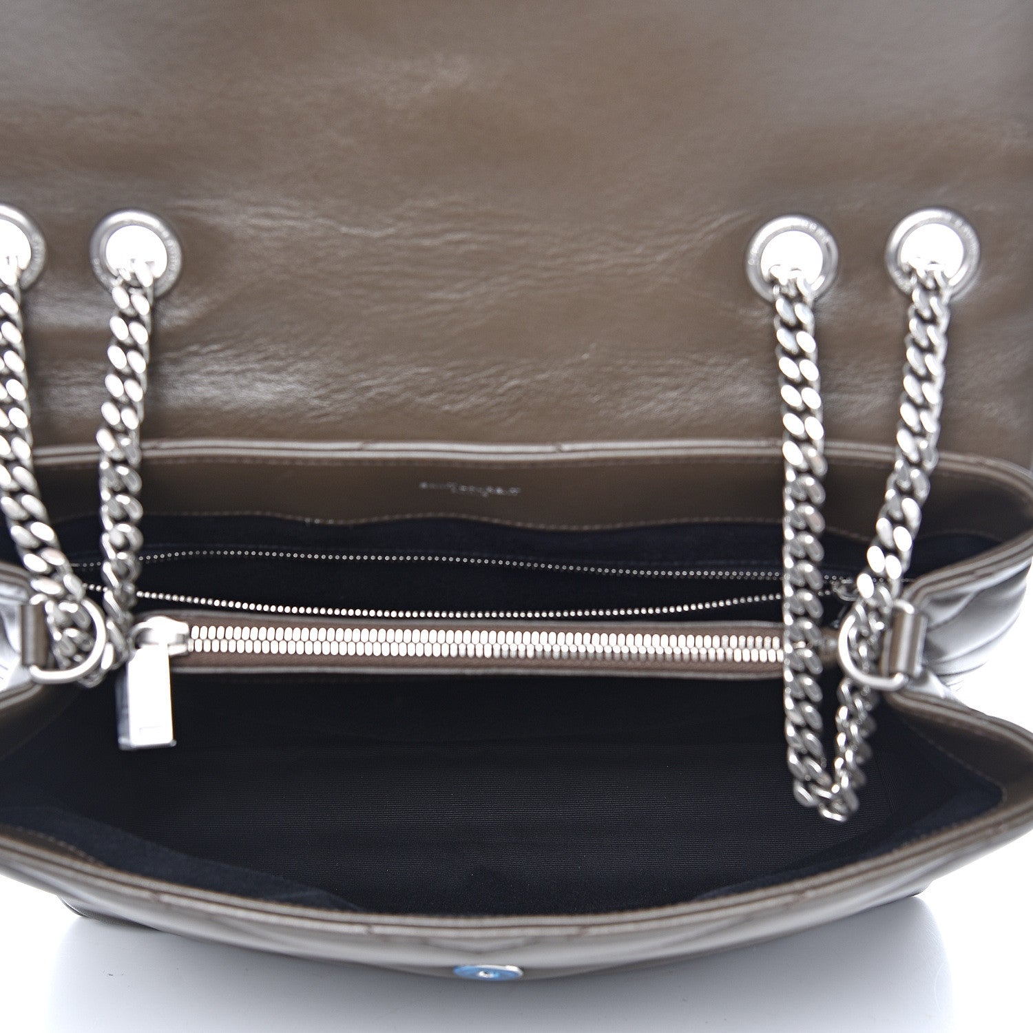Saint Laurent Calfskin Y Quilted Monogram Medium Loulou Monogram Chain Satchel Kaki Fonce 4 of 11