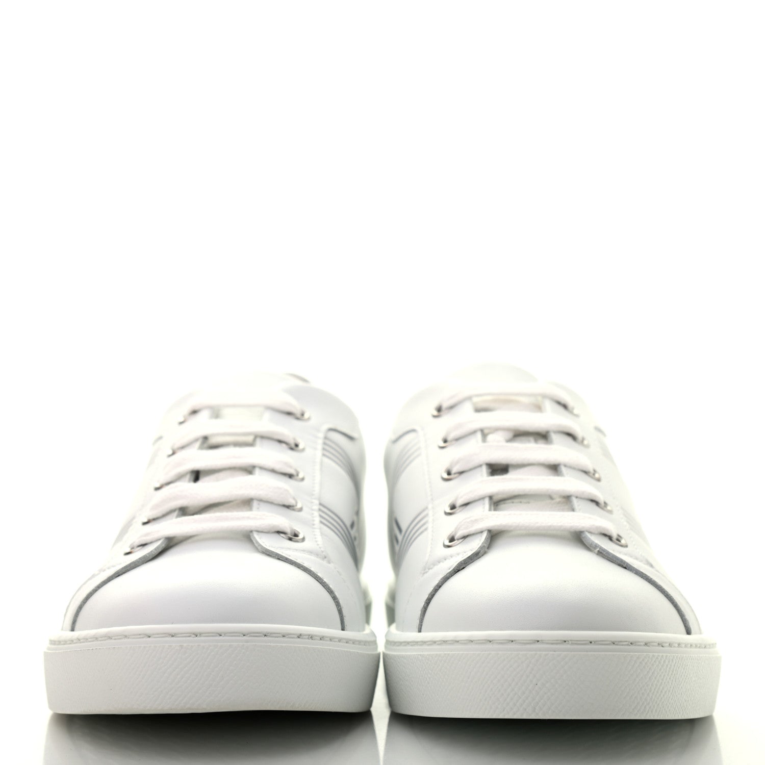 Hermes Calfskin Womens Advantage Sneakers 38 White Gris Argente 2 of 8