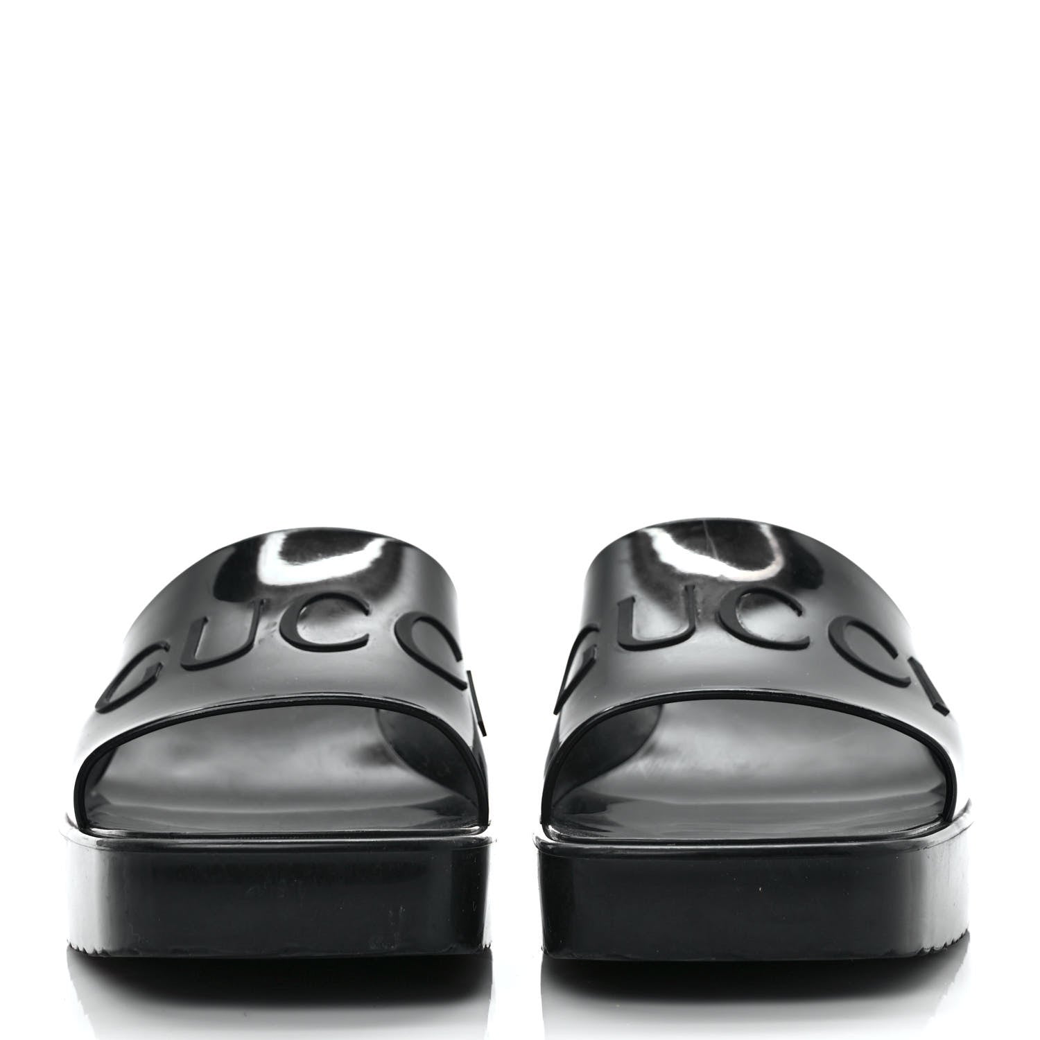 Gucci Rubber Gucci Logo Womens Platform 20/60mm Slide Sandals 39 Black 2 of 8