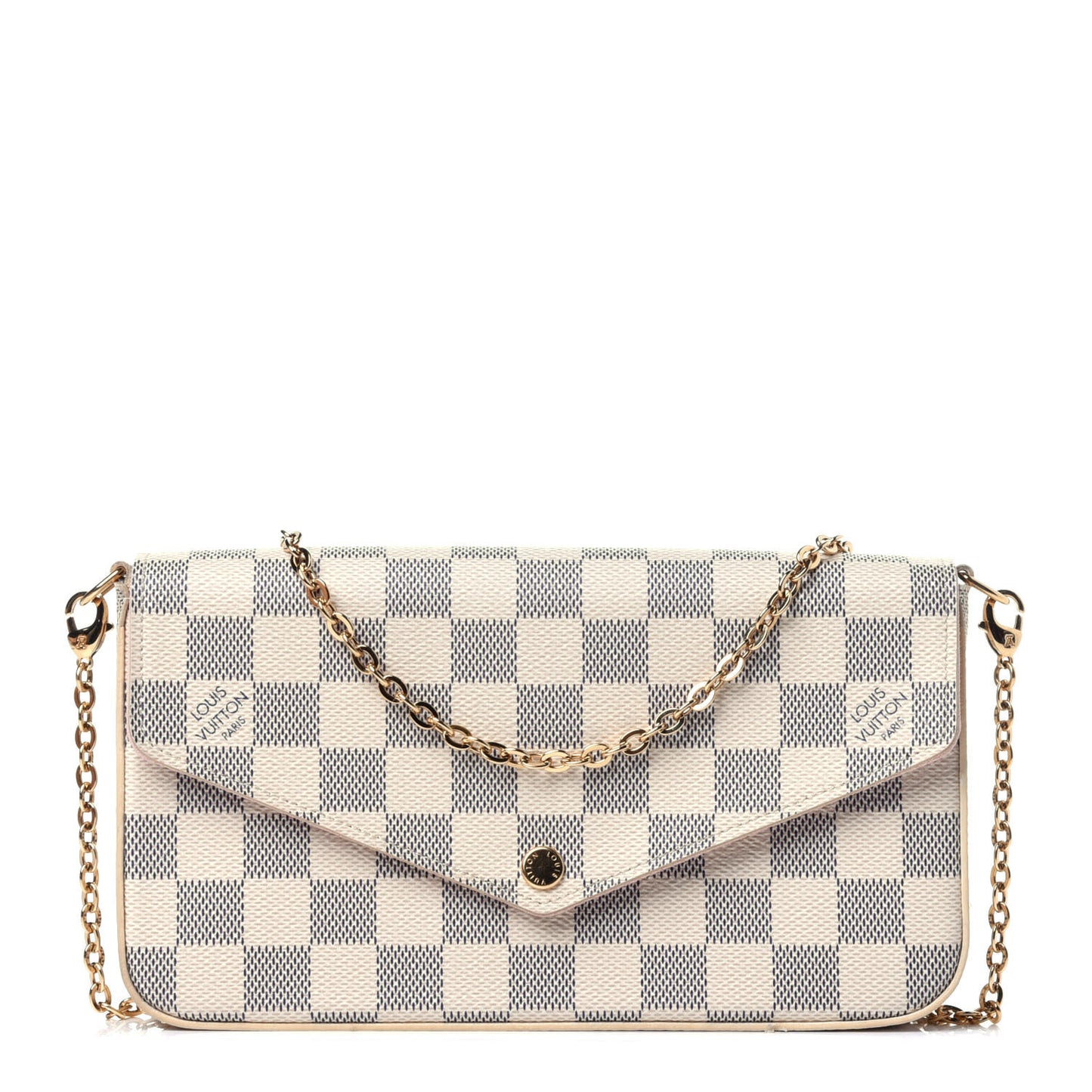 Damier Azur Pochette Felicie Chain Wallet Rose Ballerine