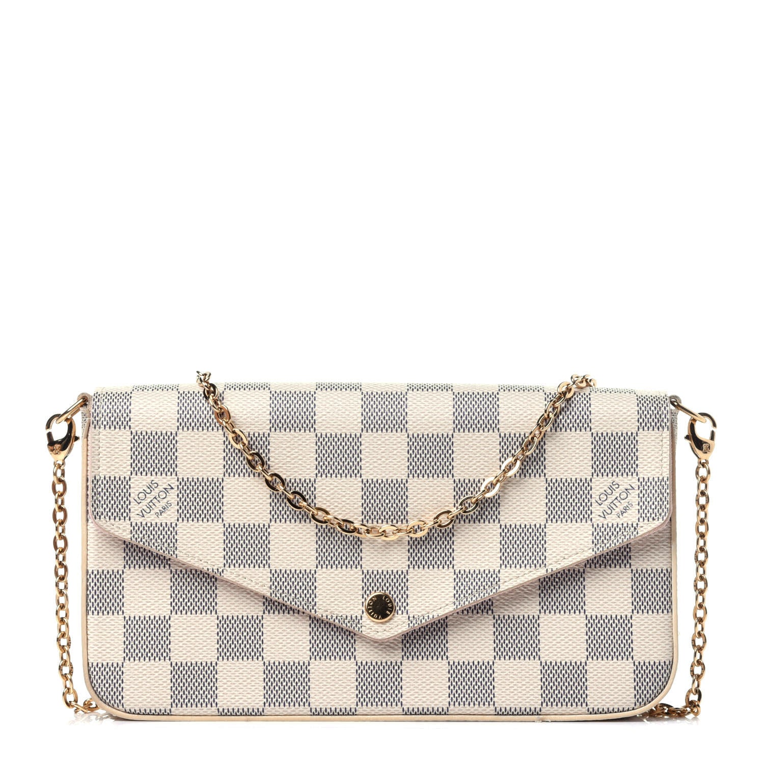 Louis Vuitton Damier Azur Pochette Felicie Chain Wallet Rose Ballerine 2 of 17