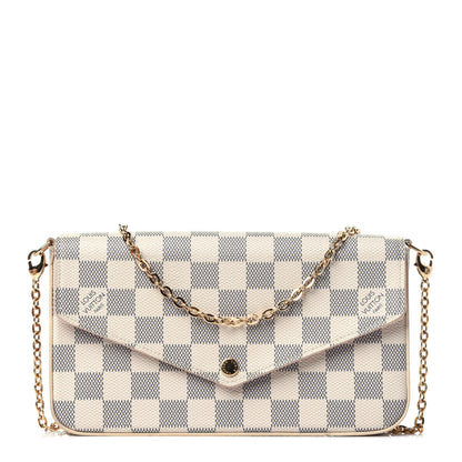 Louis Vuitton Damier Azur Pochette Felicie Chain Wallet Rose Ballerine 2 of 17