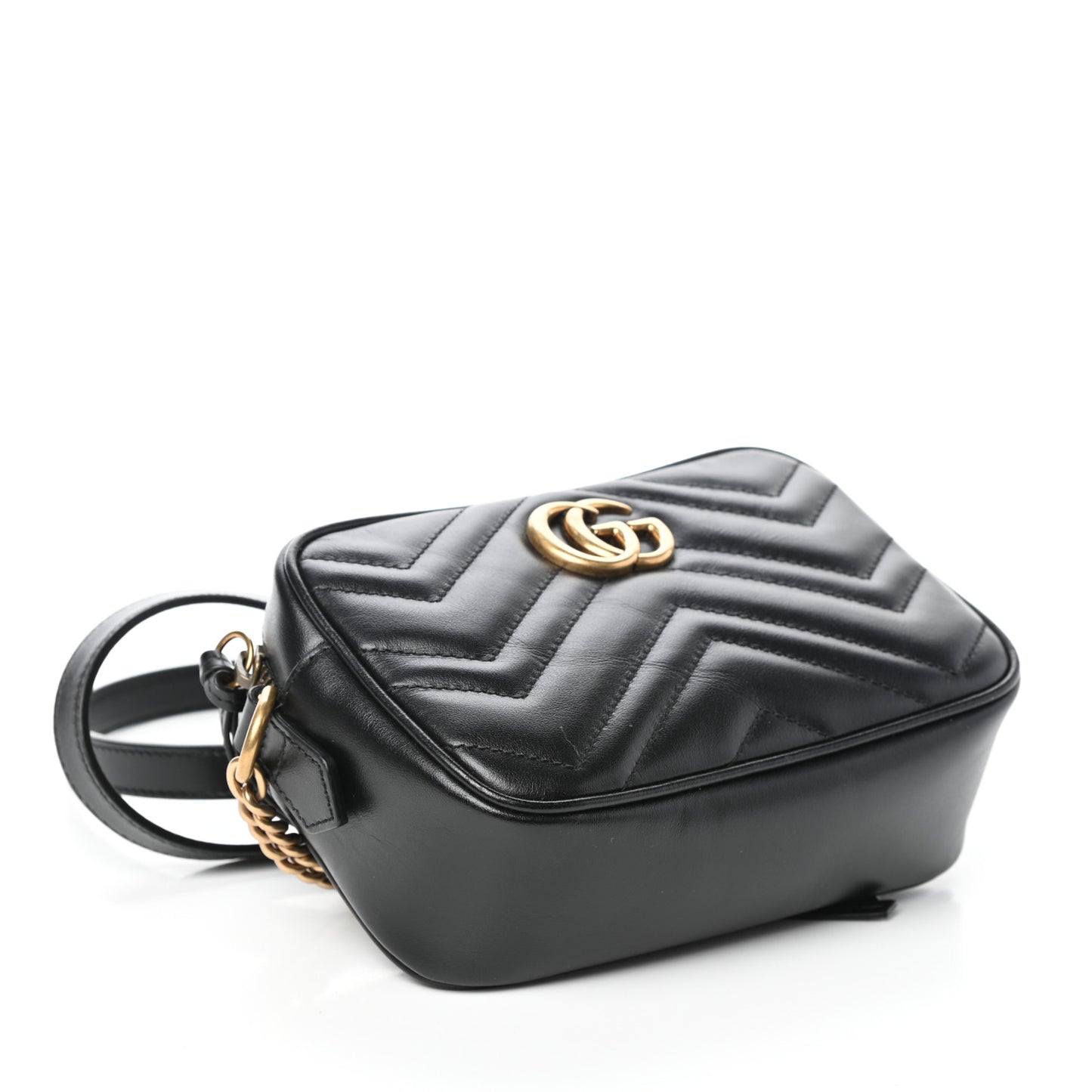 Calfskin Matelasse Mini GG Marmont Chain Shoulder Bag Black