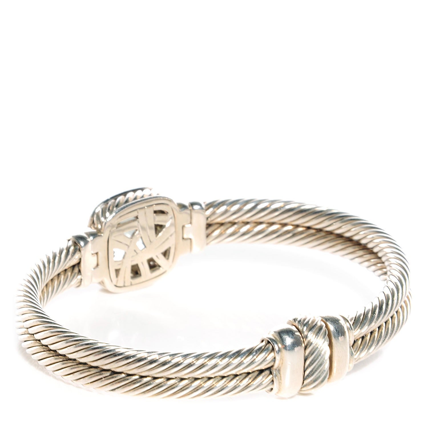 David Yurman Sterling Diamond Prasiolite Albion Cable 10mm Bracelet Small 3 of 5