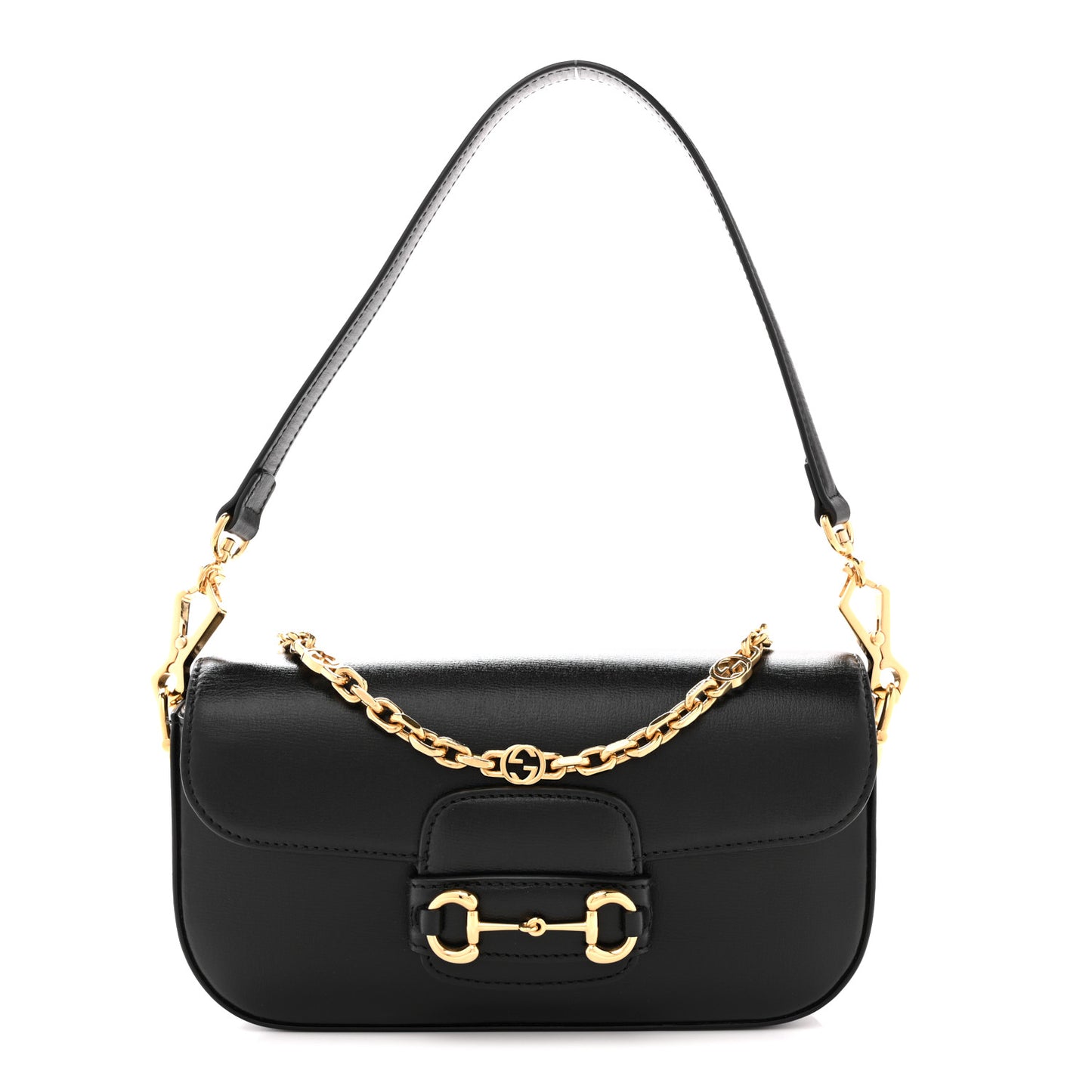 Azalea Calfskin Small Horsebit 1955 Chain Shoulder Bag Black