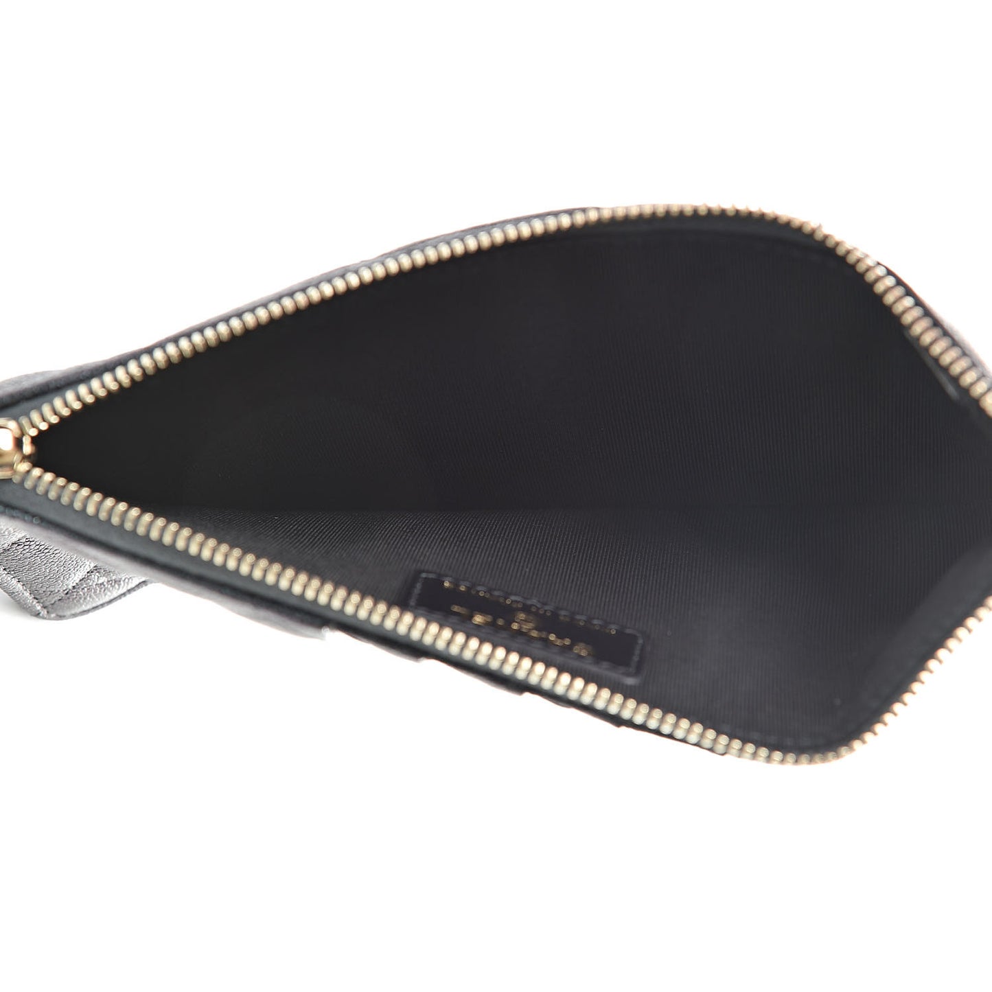Iridescent Caviar Quilted Classic Flat Wallet Pouch Black