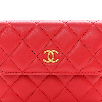 Chanel Lambskin Quilted Pearl Crush Clutch With Chain Red 9 of 13