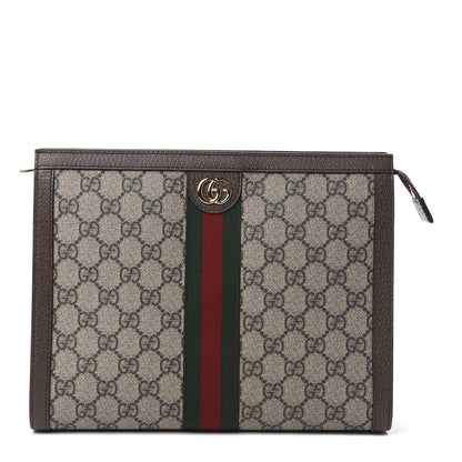 Gucci GG Supreme Monogram Web Ophidia Pouch Brown 1 of 11