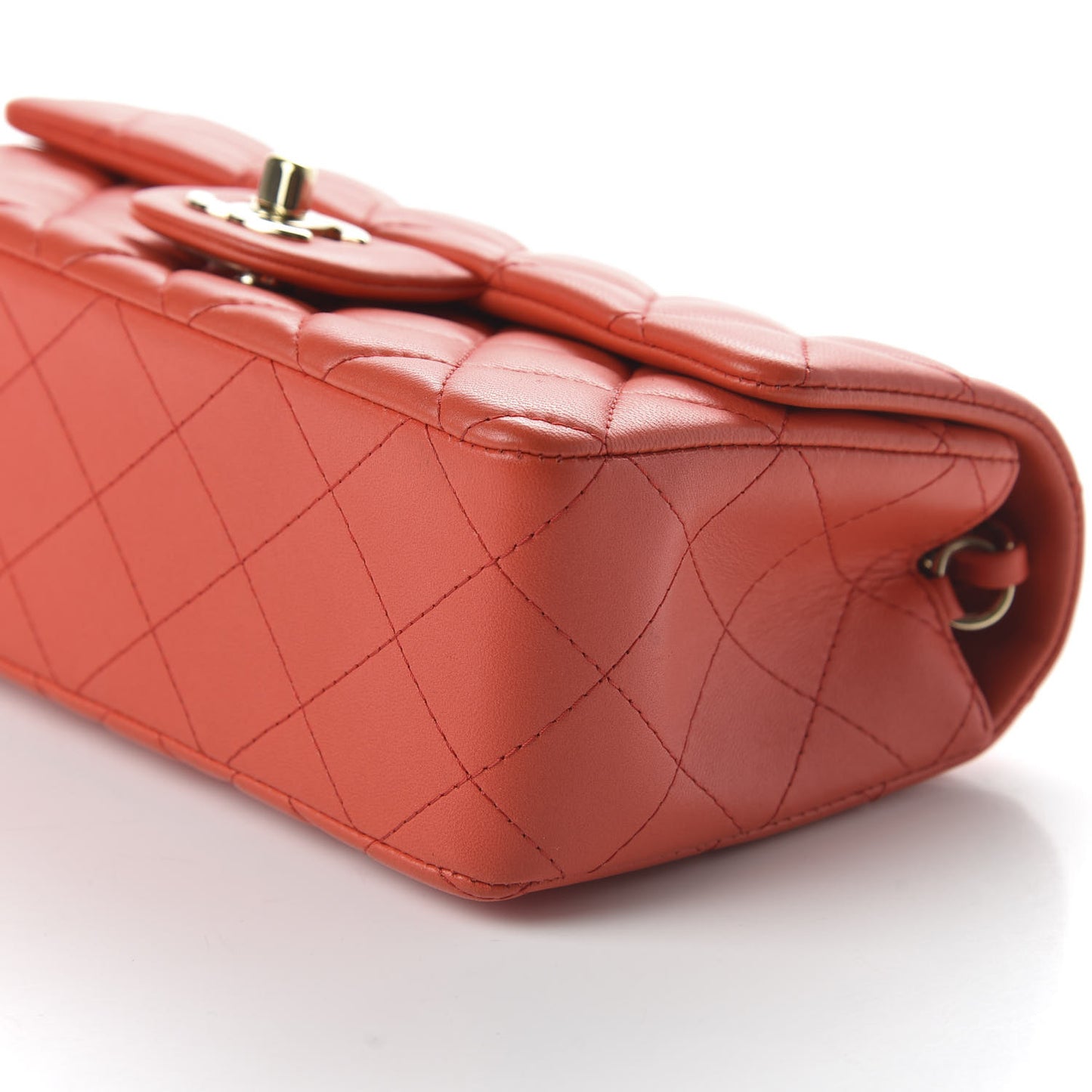 Lambskin Quilted Mini Rectangular Flap Red