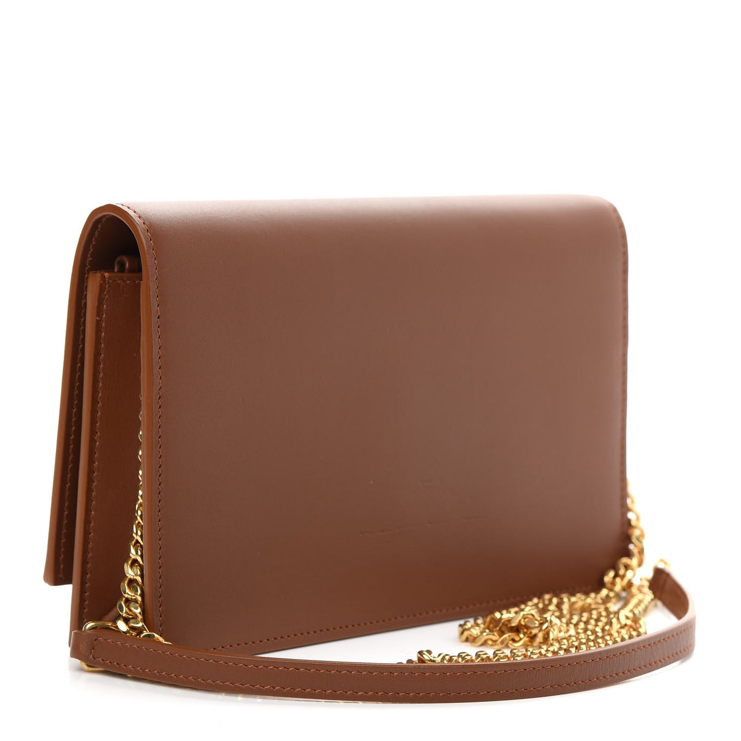 Smooth Calfskin Classic Monogram Kate Tassel Chain Wallet Brown