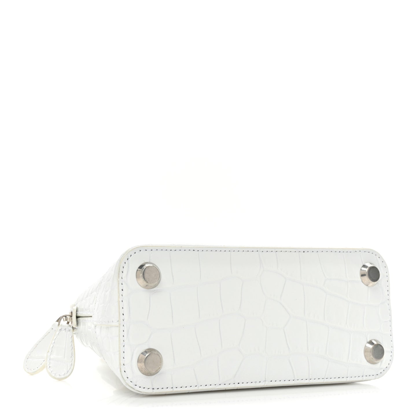 Calfskin Crocodile Embossed XXS Ville Top Handle Bag White Black