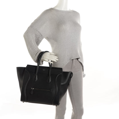 Celine Drummed Calfskin Mini Luggage Black 2 of 8