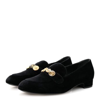 Chanel Velvet Moccasin Loafers 40 Black 4 of 9