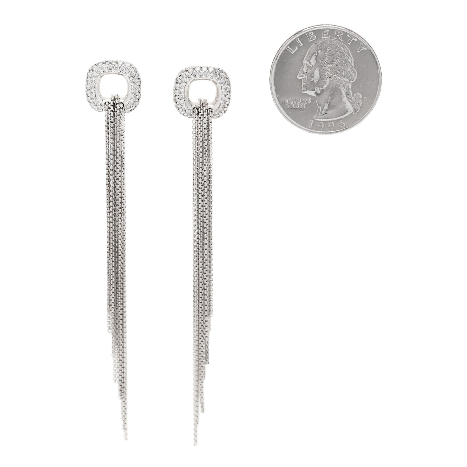 David Yurman Sterling Silver Pave Diamond Lariat Waterfall Earrings 2 of 4