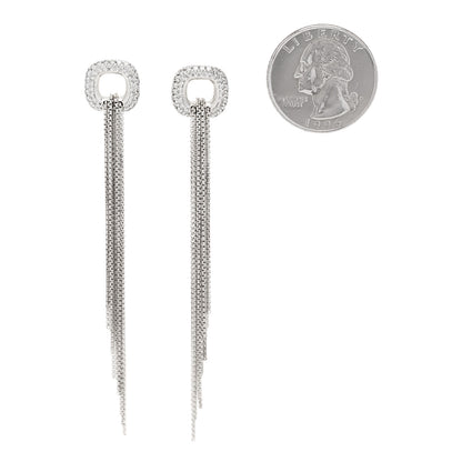 David Yurman Sterling Silver Pave Diamond Lariat Waterfall Earrings 2 of 4