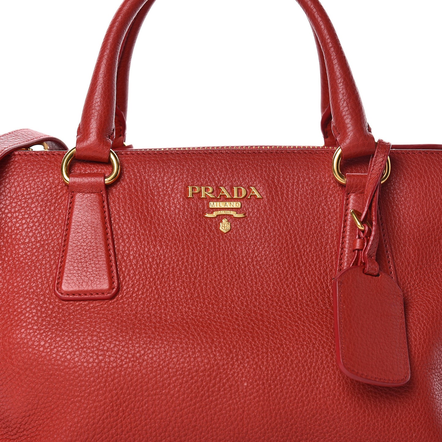 Vitello Daino Small Double Tote Rosso