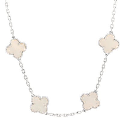 Van Cleef & Arpels 18K White Gold Mother of Pearl 10 Motifs Vintage Alhambra Necklace 1 of 4