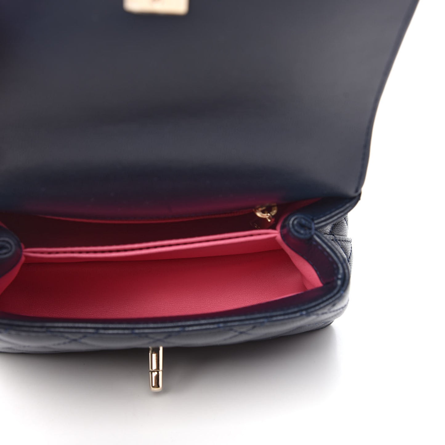 Goatskin Quilted Extra Mini Rainbow Coco Handle Flap Navy Blue