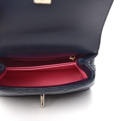 Chanel Goatskin Quilted Extra Mini Rainbow Coco Handle Flap Navy Blue 5 of 12
