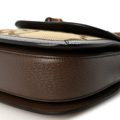Gucci Monogram Jumbo GG Textured Dollar Calfskin Web Small Bamboo 1947 Top Handle Bag Camel Ebony New Acero 11 of 12