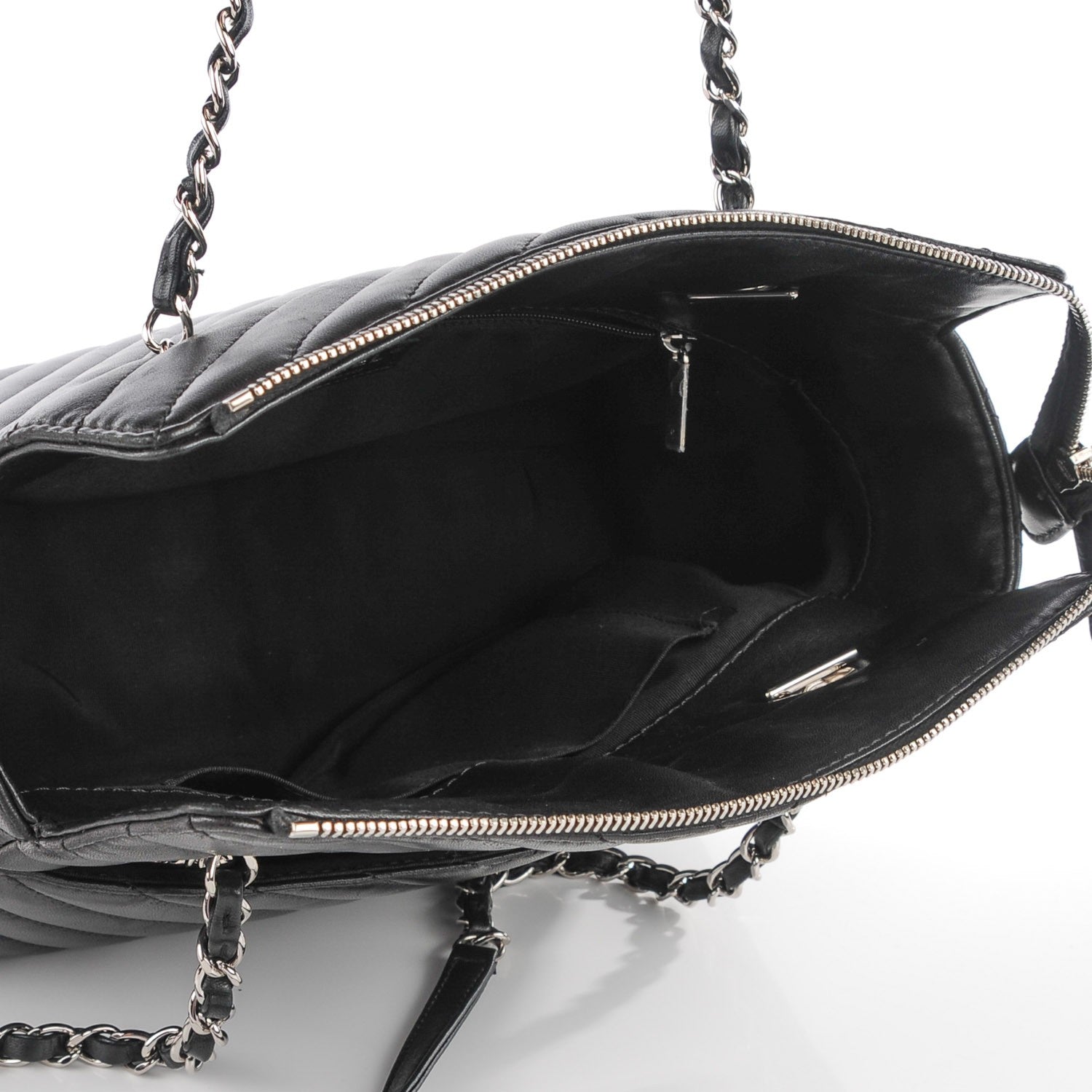 Chanel Lambskin Surpique Chevron Quilted Tote Black 5 of 8