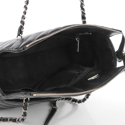 Chanel Lambskin Surpique Chevron Quilted Tote Black 5 of 8