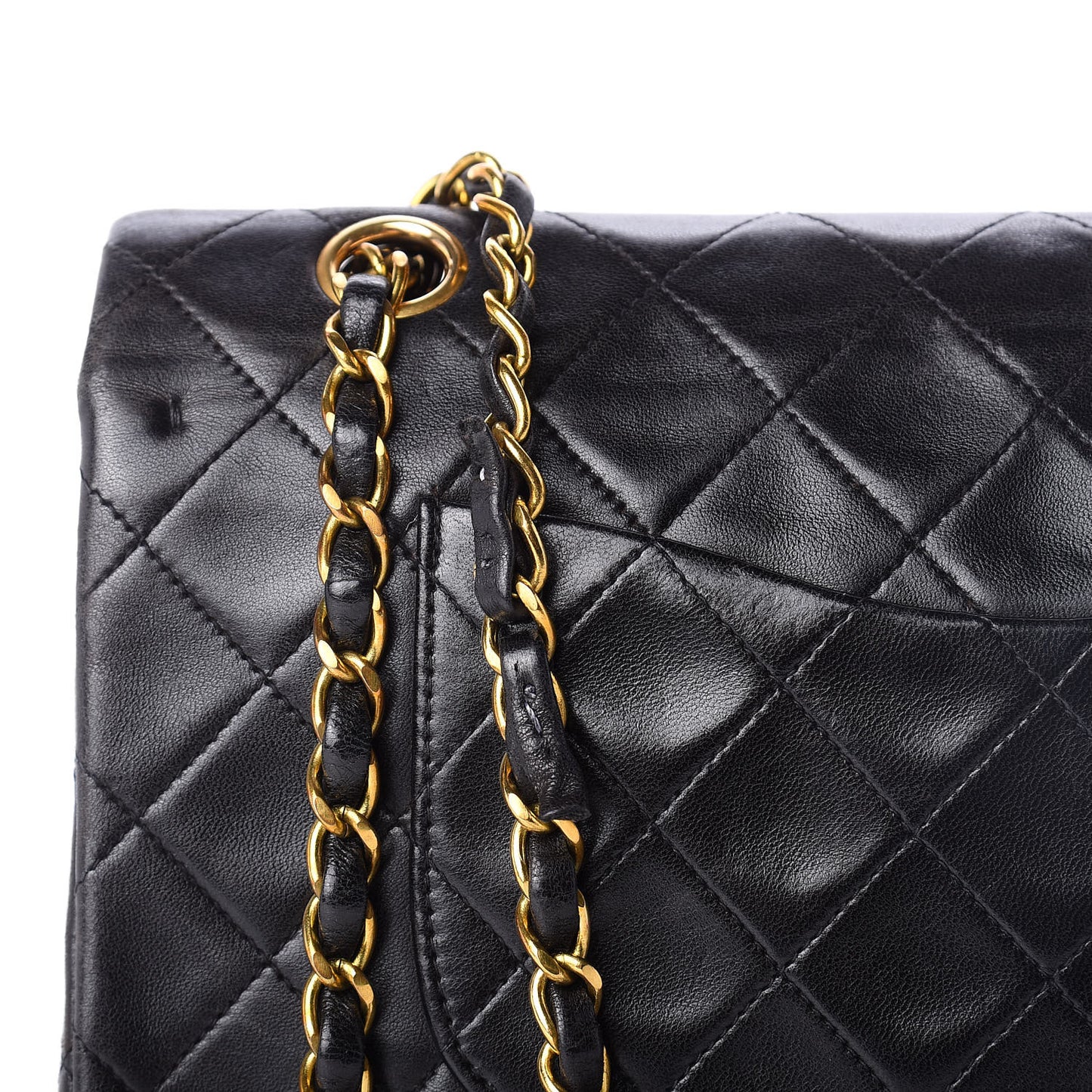 Lambskin Quilted Medium Double Flap Black