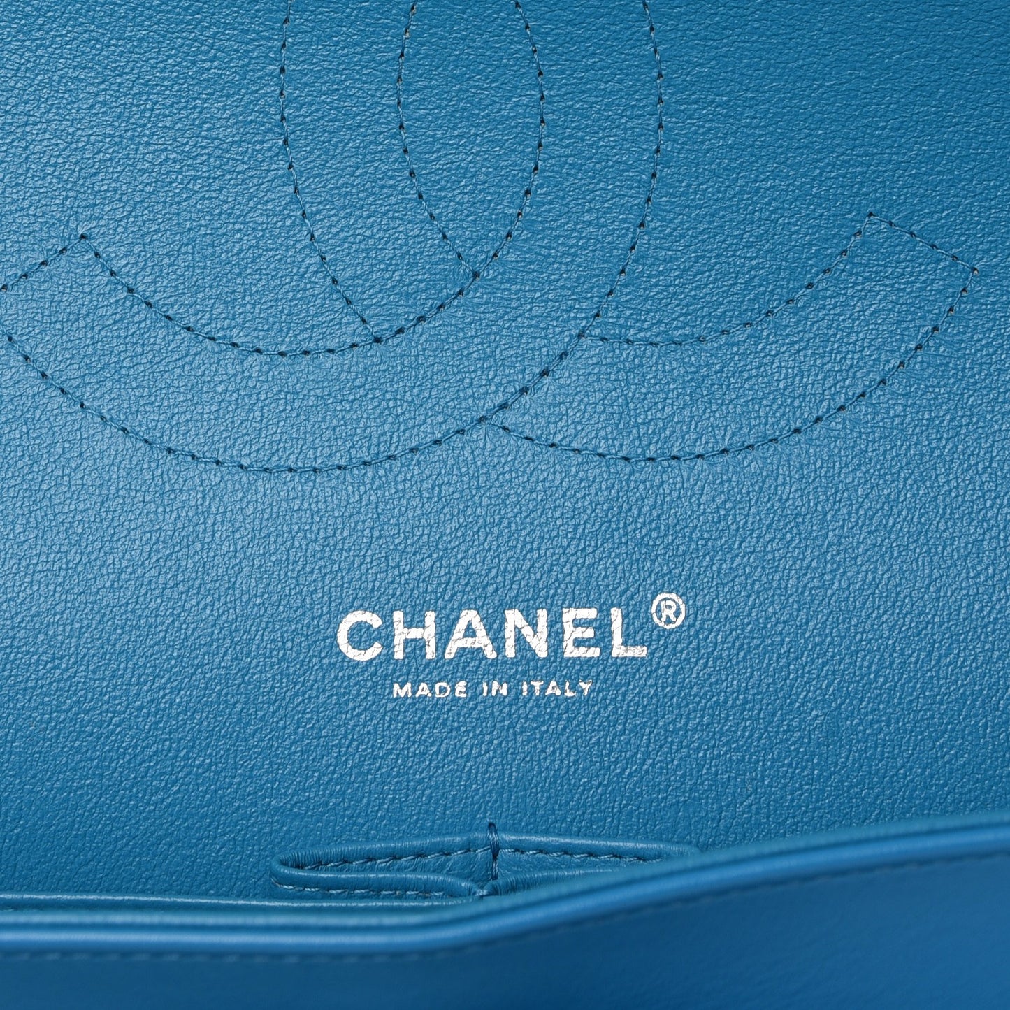 Patent Calfskin Quilted Jumbo Double Flap Turquoise