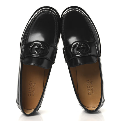 Gucci Calfskin Mens Interlocking G Millennial Ribot Loafers 8.5 Black 2 of 12