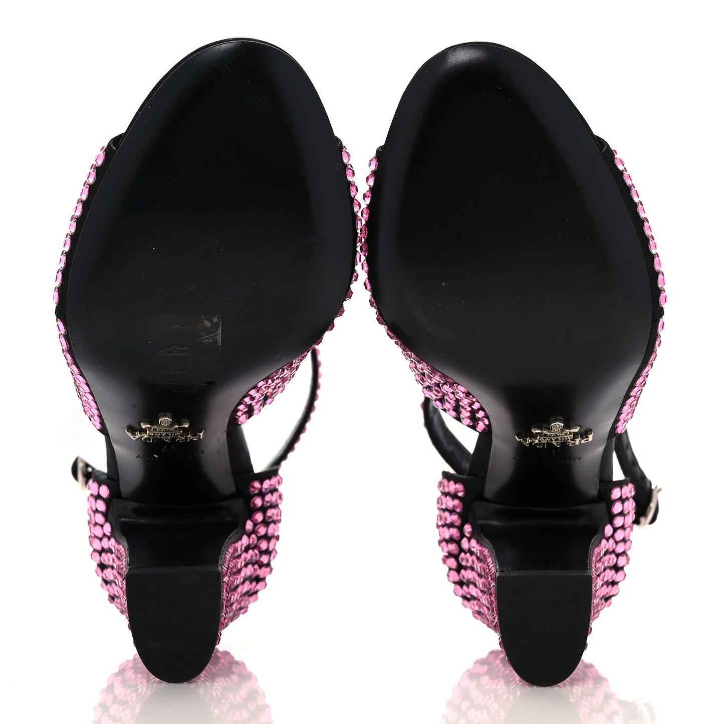 Satin Crystal Ankle Wrap 105mm Sandals 37 Rosa