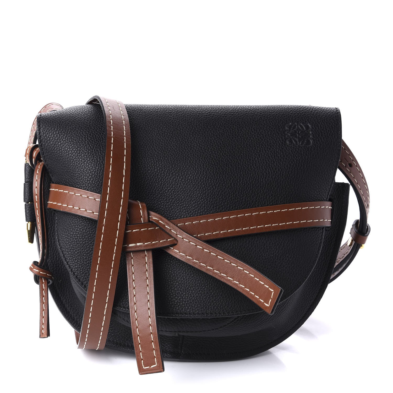 Loewe Grained Calfskin Small Gate Crossbody Bag Pecan Black 1 of 9