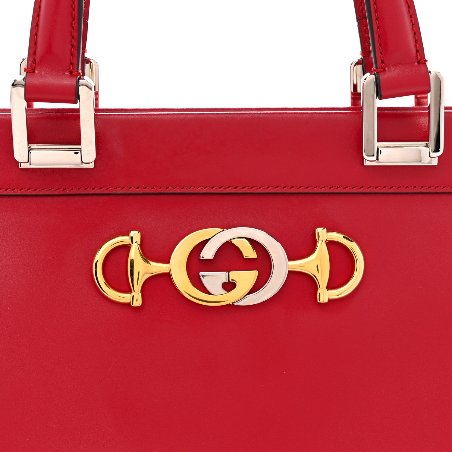 Gucci Shibuya Calfskin Medium Zumi Top Handle Bag Hibiscus Red