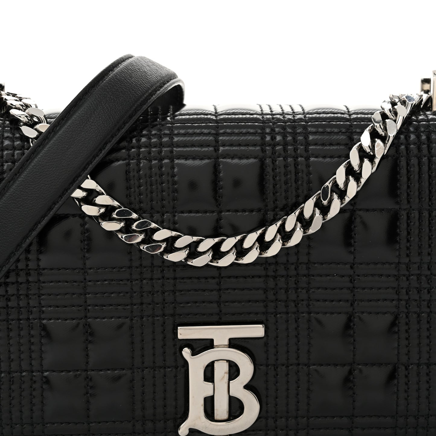 Patent Quilted House Check Lola Bag Black