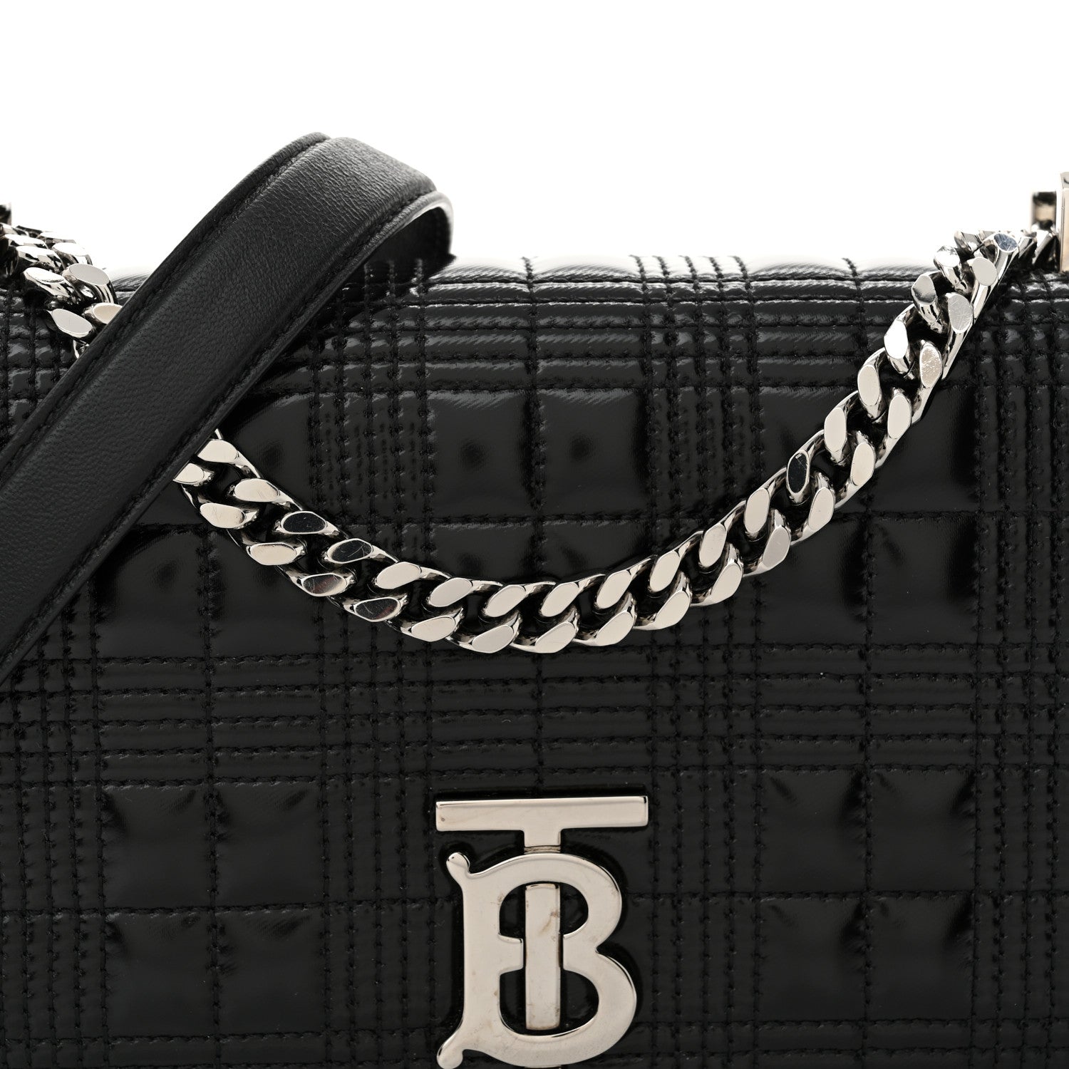 Burberry Patent Quilted House Check Lola Bag Black 8 of 11