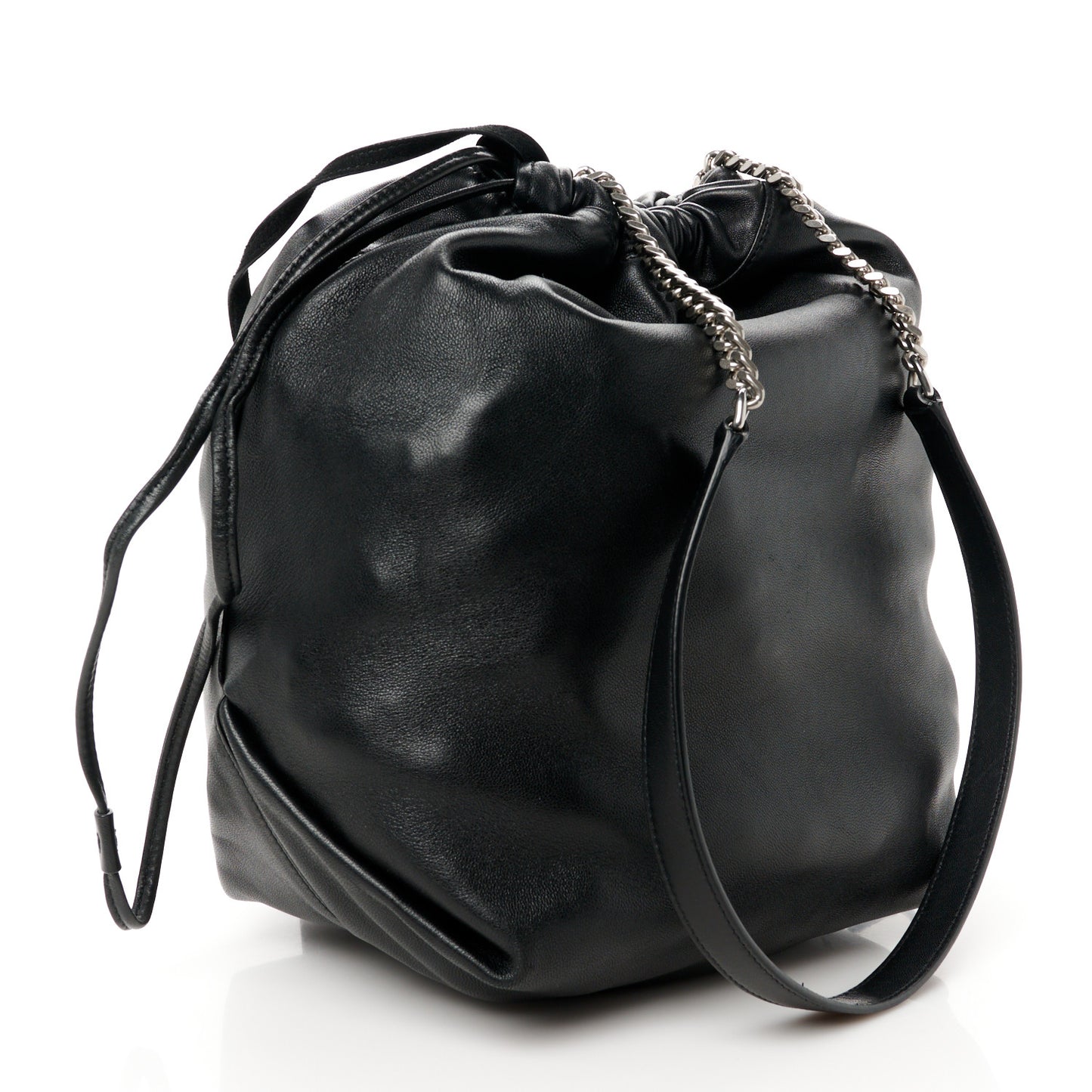 Lambskin Teddy Drawstring Bag Black