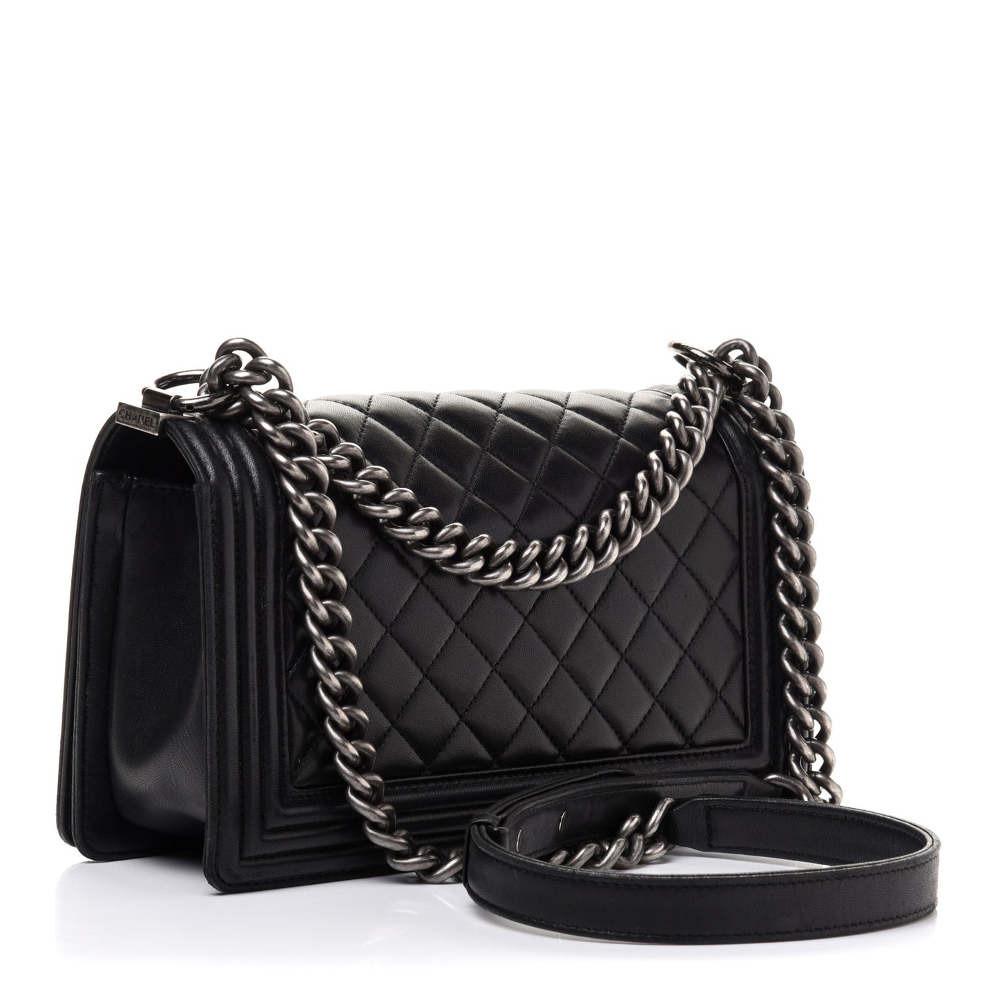 Calfskin Quilted Medium Boy Flap Black