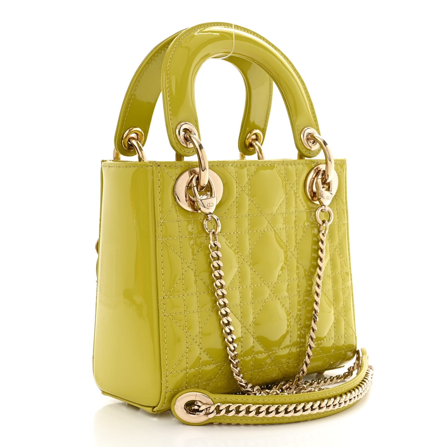 Patent Cannage Mini Lady Dior Lime Yellow