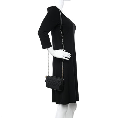 Chanel Aged Calfskin Quilted Small Gabrielle Clutch With Chain Black 2 of 13