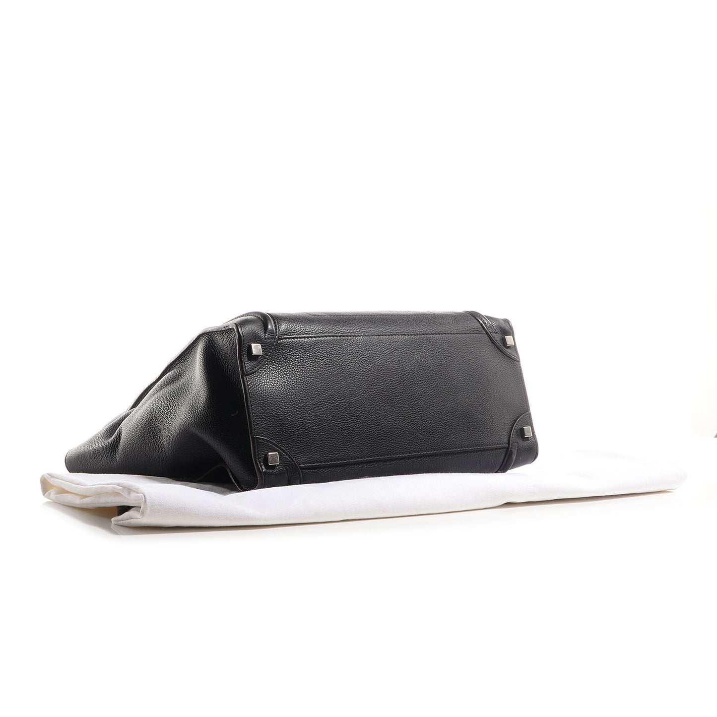 Drummed Leather Shoulder Luggage Black