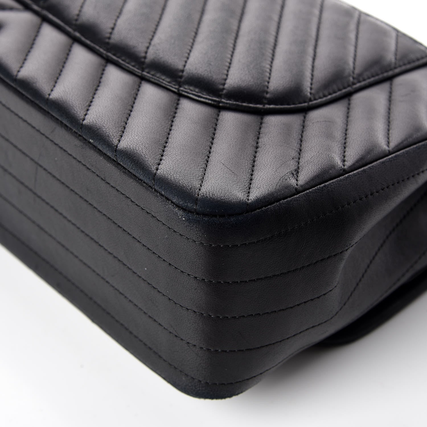Chanel Lambskin Chevron Quilted Jumbo Double Flap Black 12 of 13